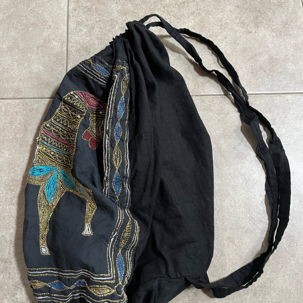 Boho backpack with embellished embroidered horse - Picture 5 of 5